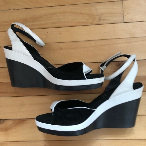 Rockport x Adidas Adiprene White Leather Open Toe Platform Wedge Shoes Size 10 - Picture 7 of 13